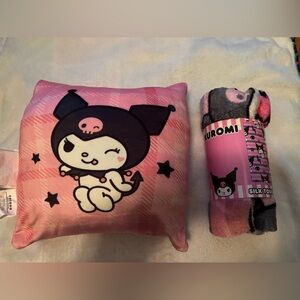 Kuromi Pink Pillow and Blanket Set
